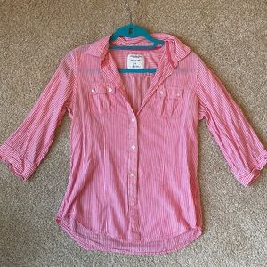 American Eagle Pink and White Flannel